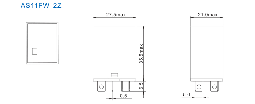 AS11FW Industrial Relay Dimensions (mm)