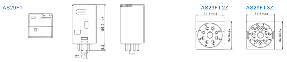 AS29F1 Industrial Relay Dimensions (mm)