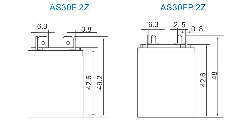 AS30F Power Relay dimensions in millimeters