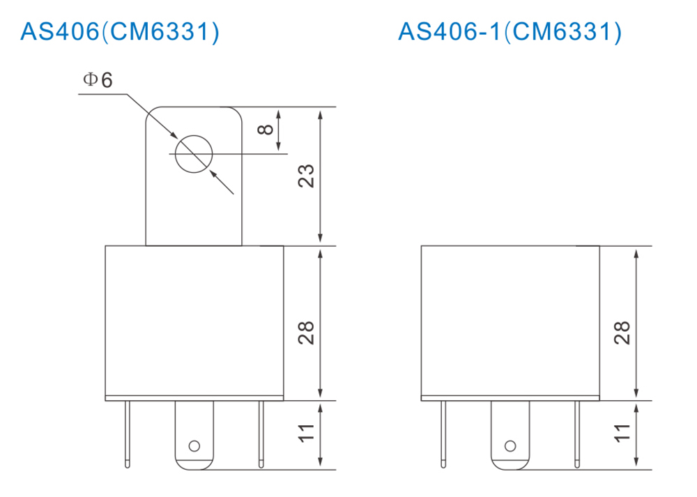 AS406 Automotive Relay Dimensions (mm)